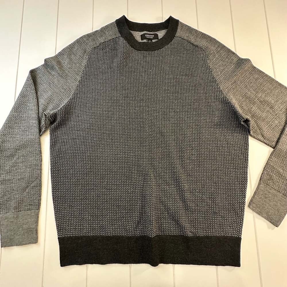 Nordstrom Men's Shop Merino Wool & Coolmax Polyester Birdseye Crewneck Sweater